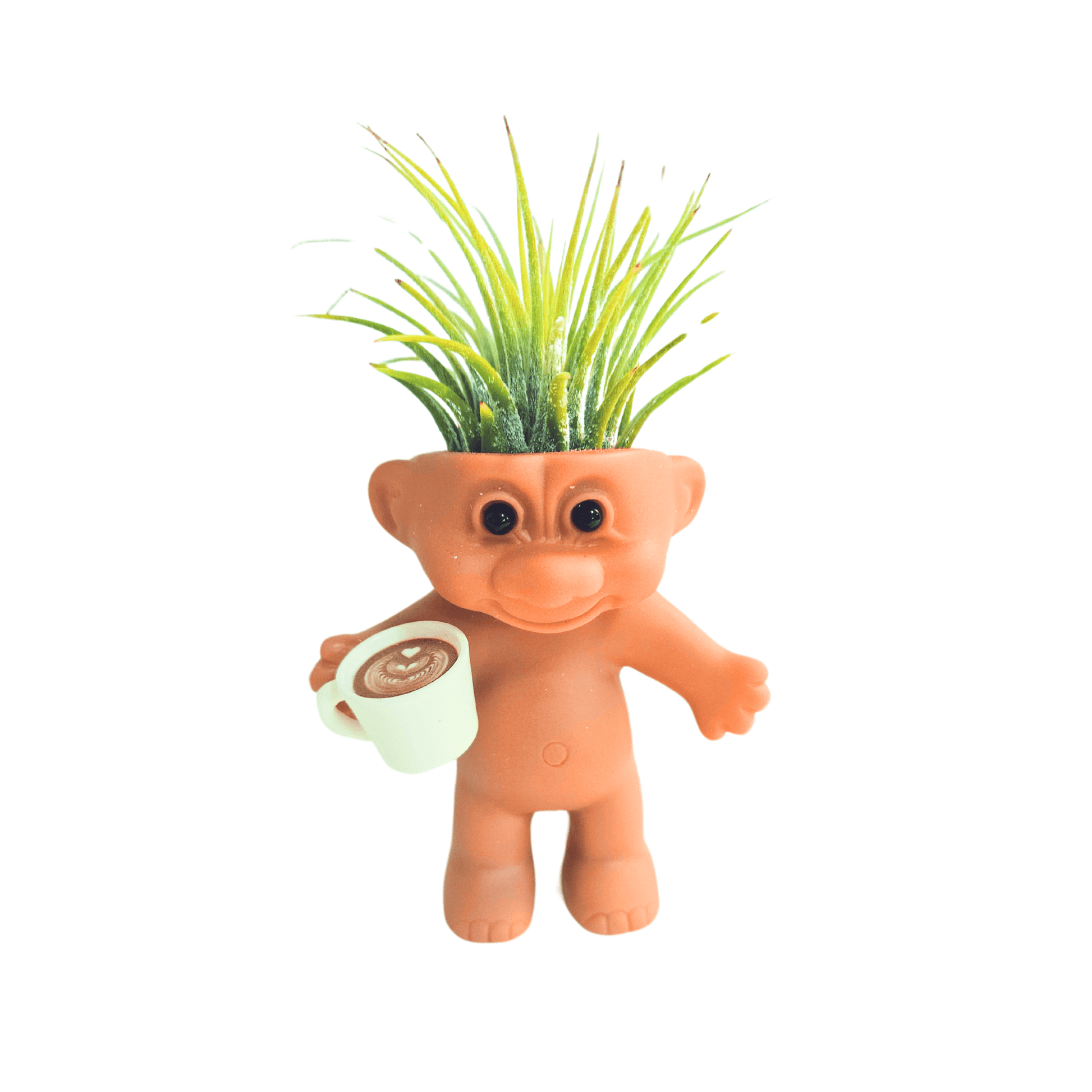 Vintage Troll Air Plant Holder with Cappuccino
