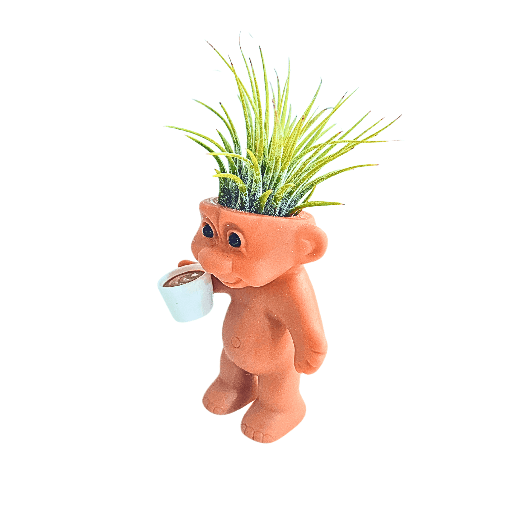 Vintage Troll Air Plant Holder with Cappuccino