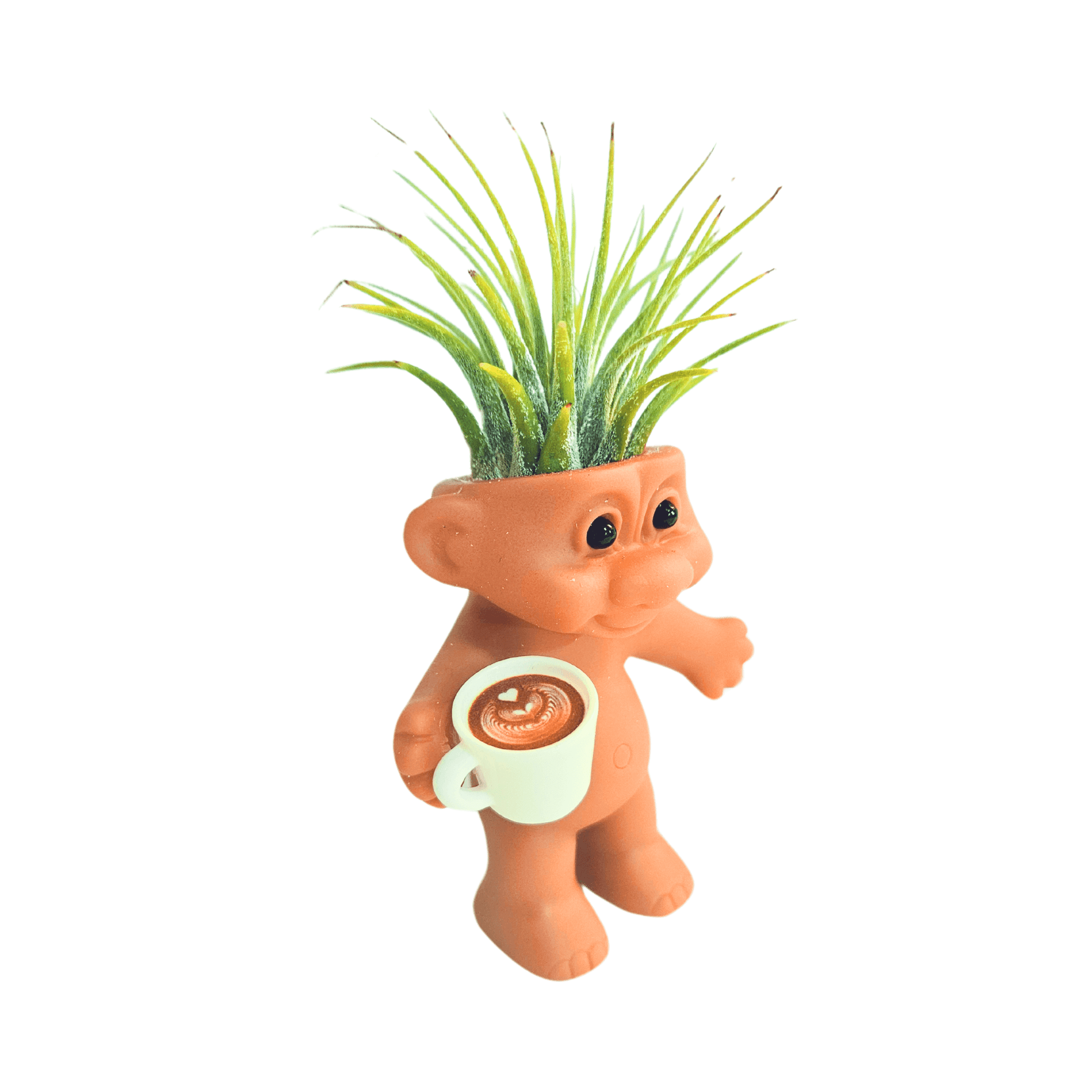 Vintage Troll Air Plant Holder with Cappuccino