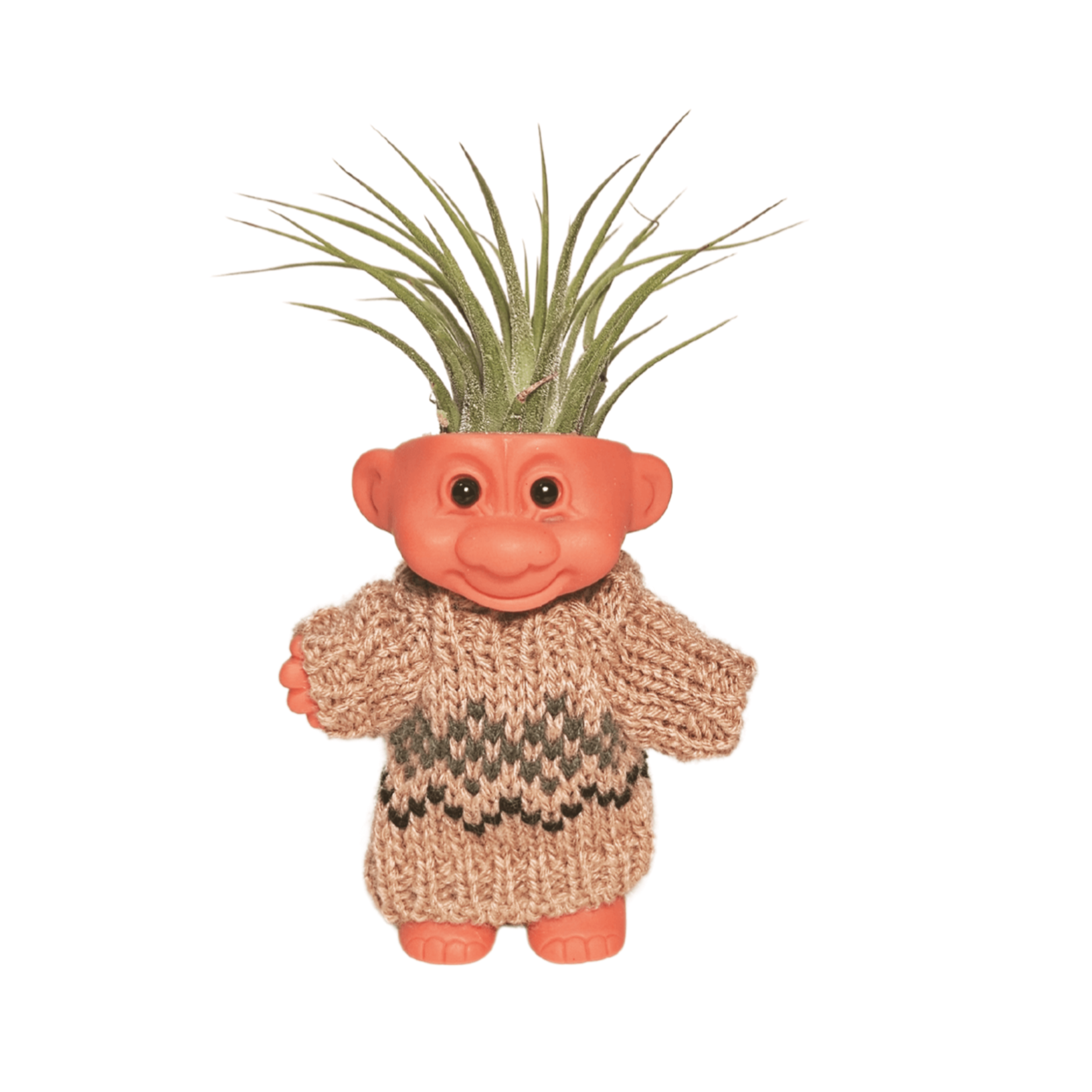 Air Plant Holder Cute Troll with Cozy Sweater