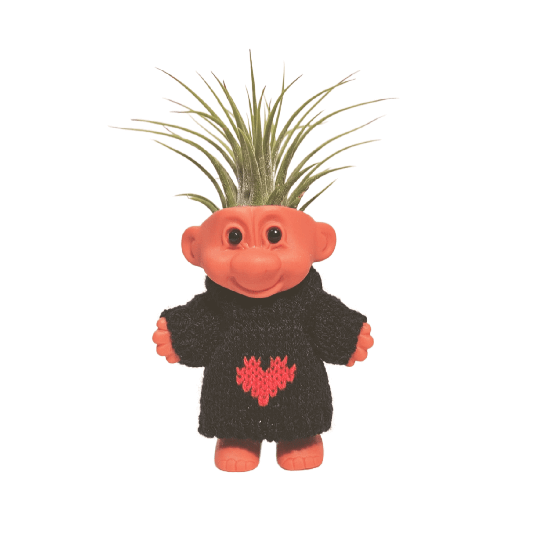 Air Plant Holder Troll With Navy Heart Sweater